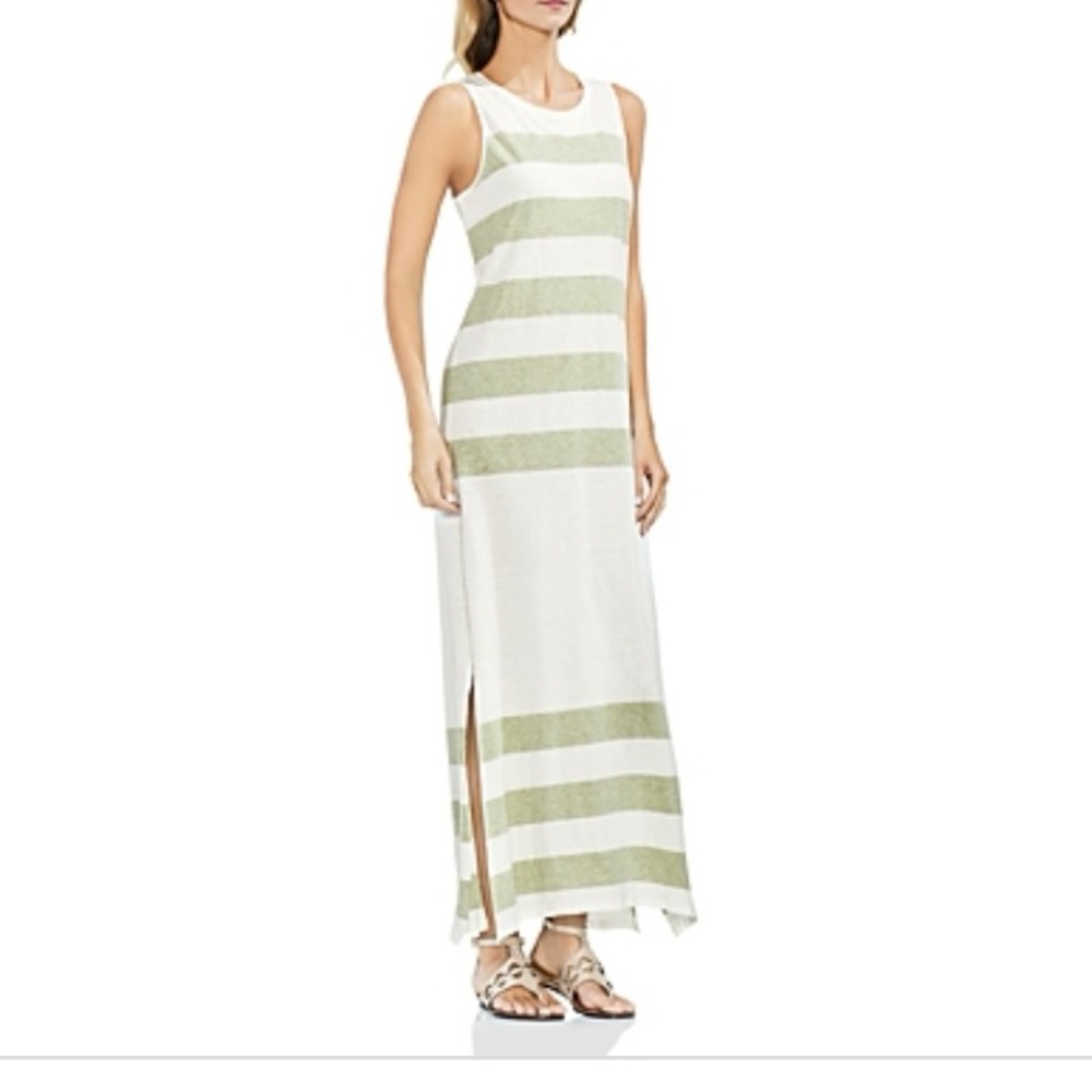 Vince Camuto White and Green Striped Swim Coverup Dress